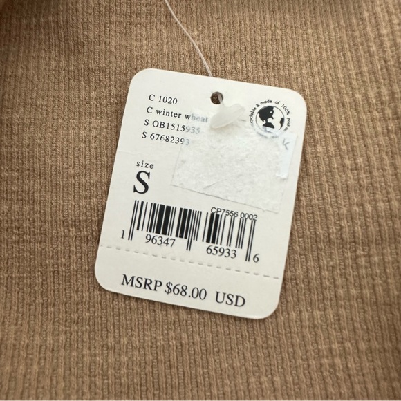 NWT FREE PEOPLE Addie Layering Top long sleeves in winter wheat -S - Picture 11 of 13